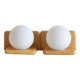Duo of pine and opaline glass wall lights, 1980s
