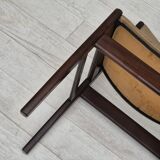 1970s, set of 5 Danish dinning chairs, original condition, teak wood, leather.