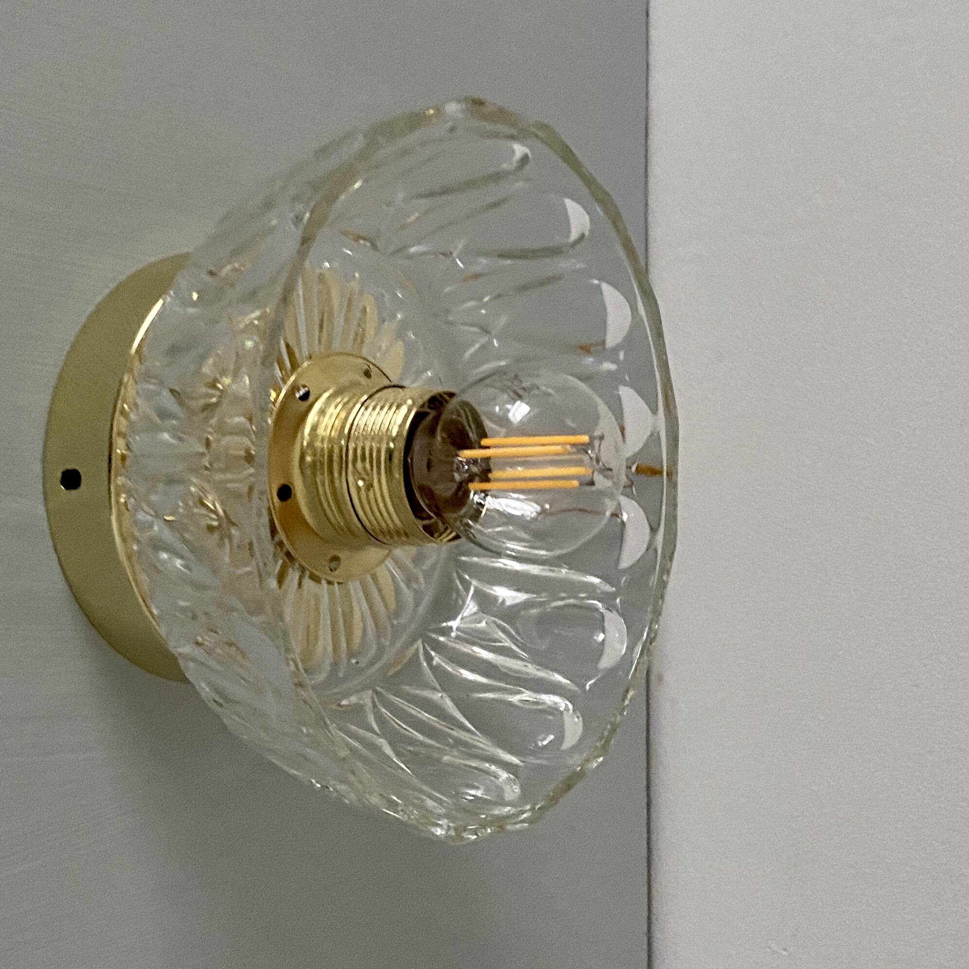 Vintage molded glass lampshade wall light - tableware collection -