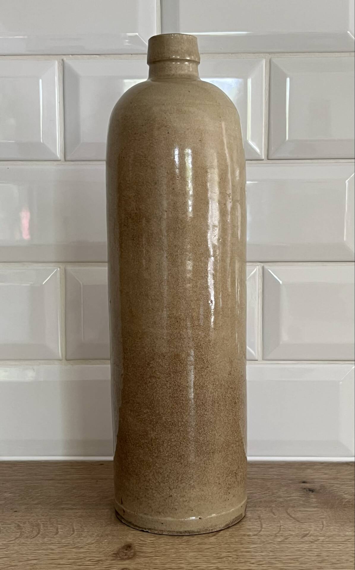 Beige stoneware bottle vase
