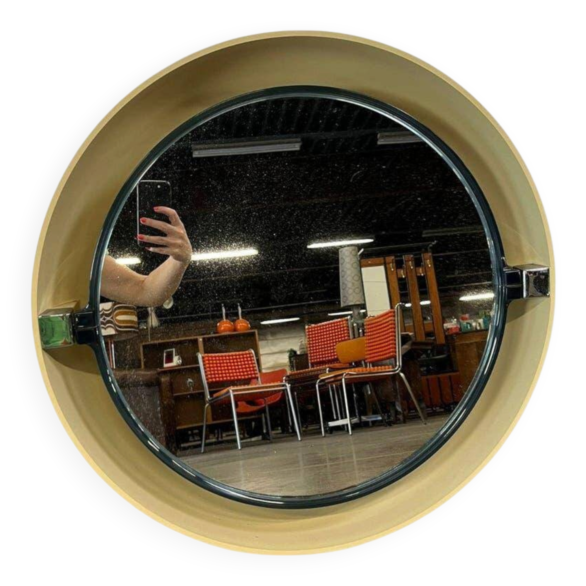 Vintage round mirror allibert with lighting