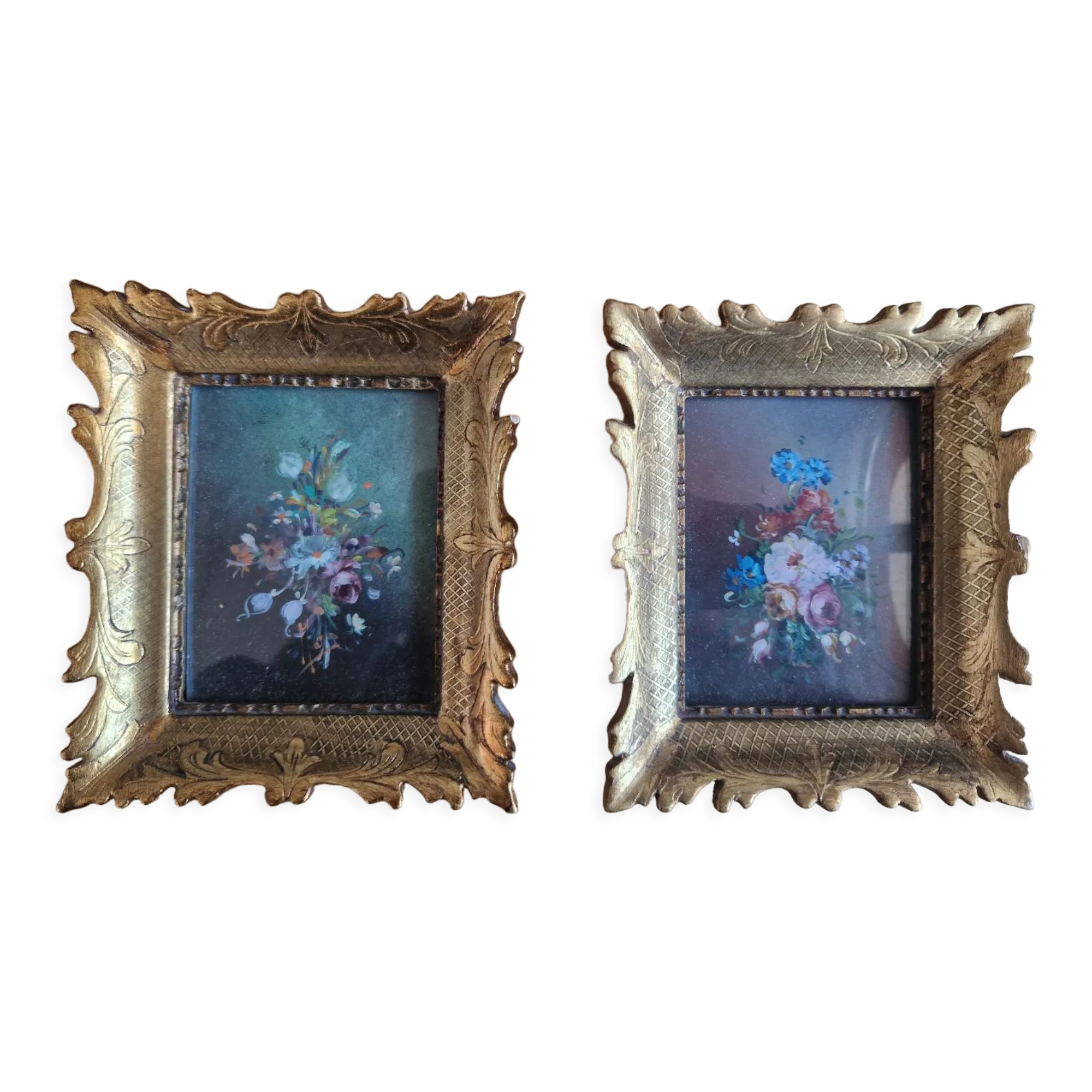Deux jolie peintures à l'huile sur ivoire