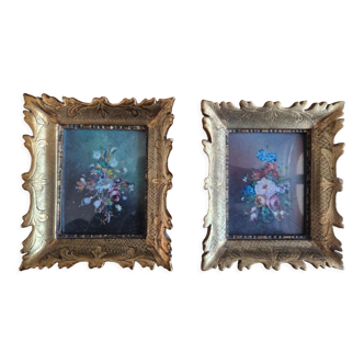 Deux jolie peintures à l'huile sur ivoire