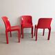Ensemble de salle à manger rouge « Selene » par Vico Magistretti pour Artemide, années 1960
