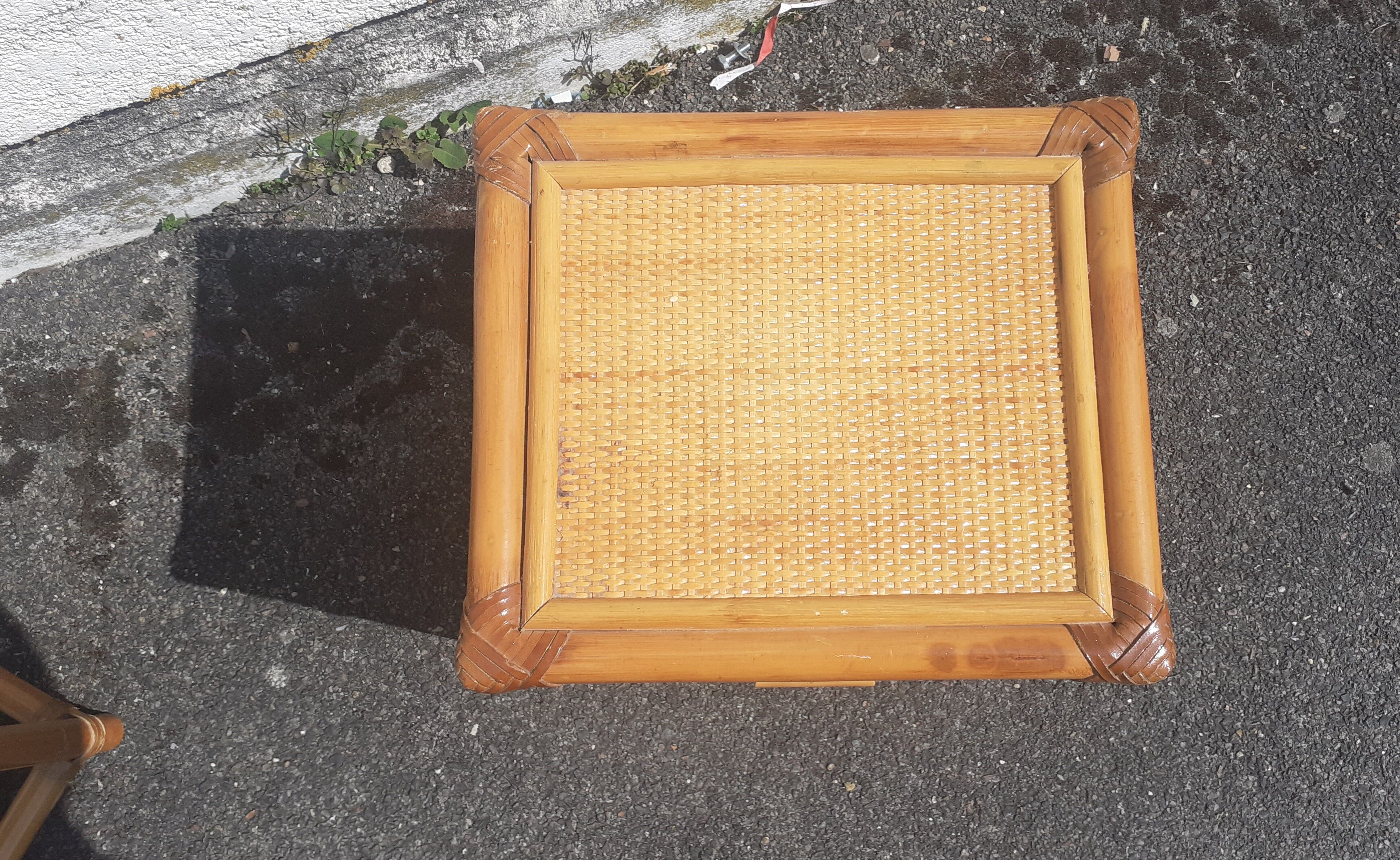 Pair of rattan bedside table