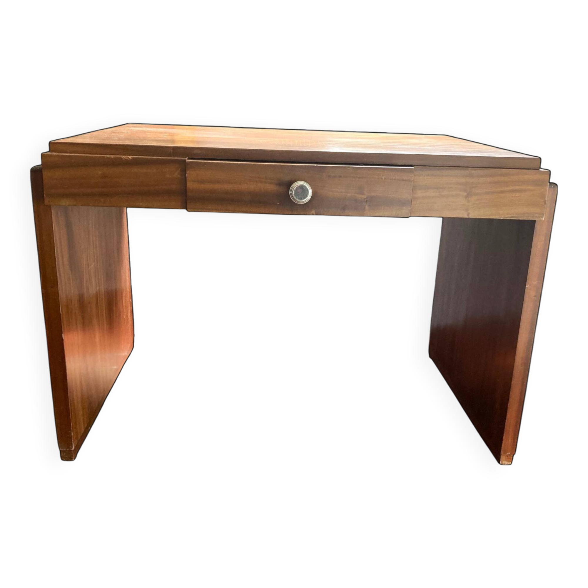 Walnut and mahogany desk, 1930s-1940s.