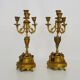 Paire de candélabres à 4 branches bronze et marbre style Napoléon III, XIXè
