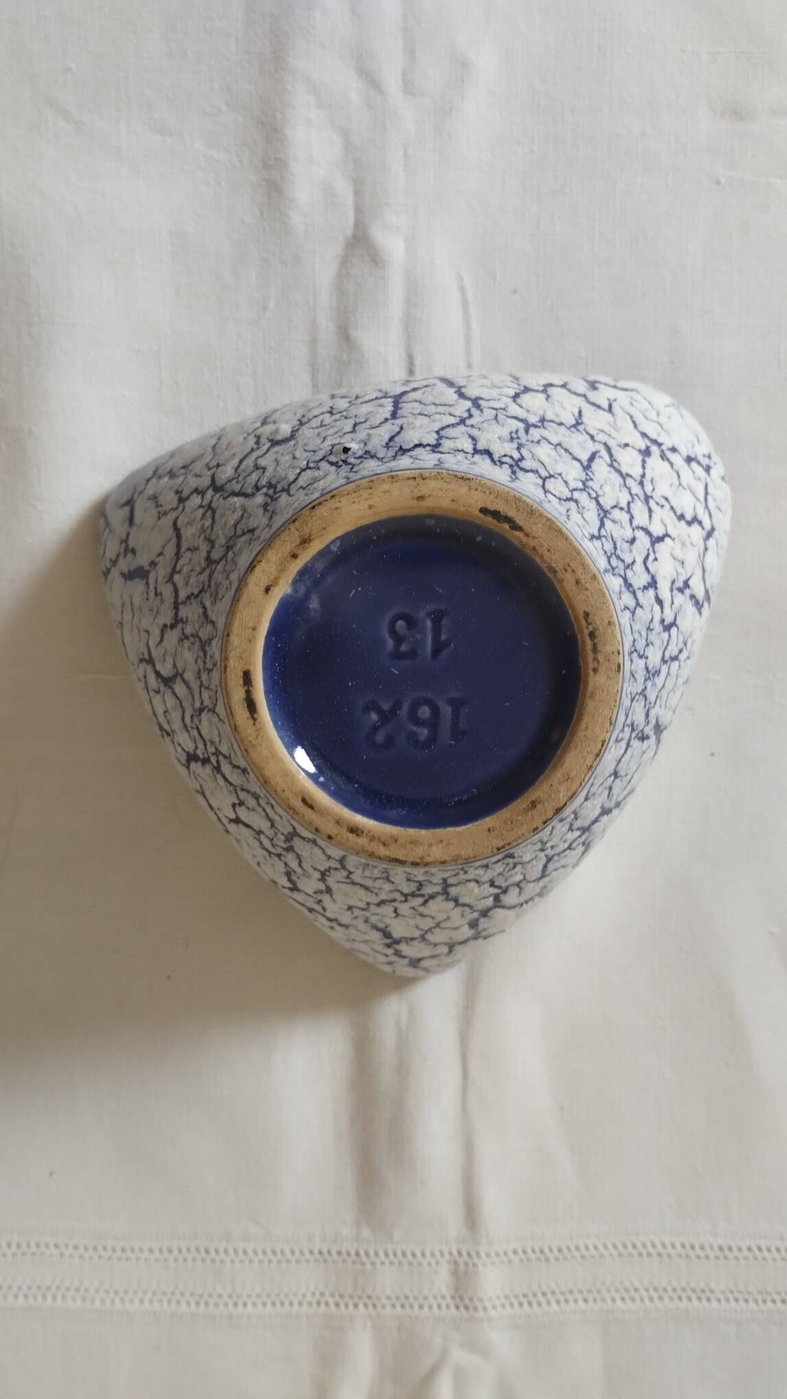 Blue crackled ceramic trinket tray