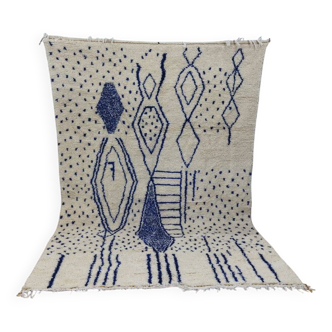 Tapis Azilal vintage 290x196 cm - Motifs géométriques bleus