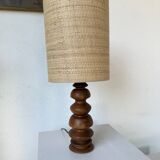1950s turned oak wood table lamp