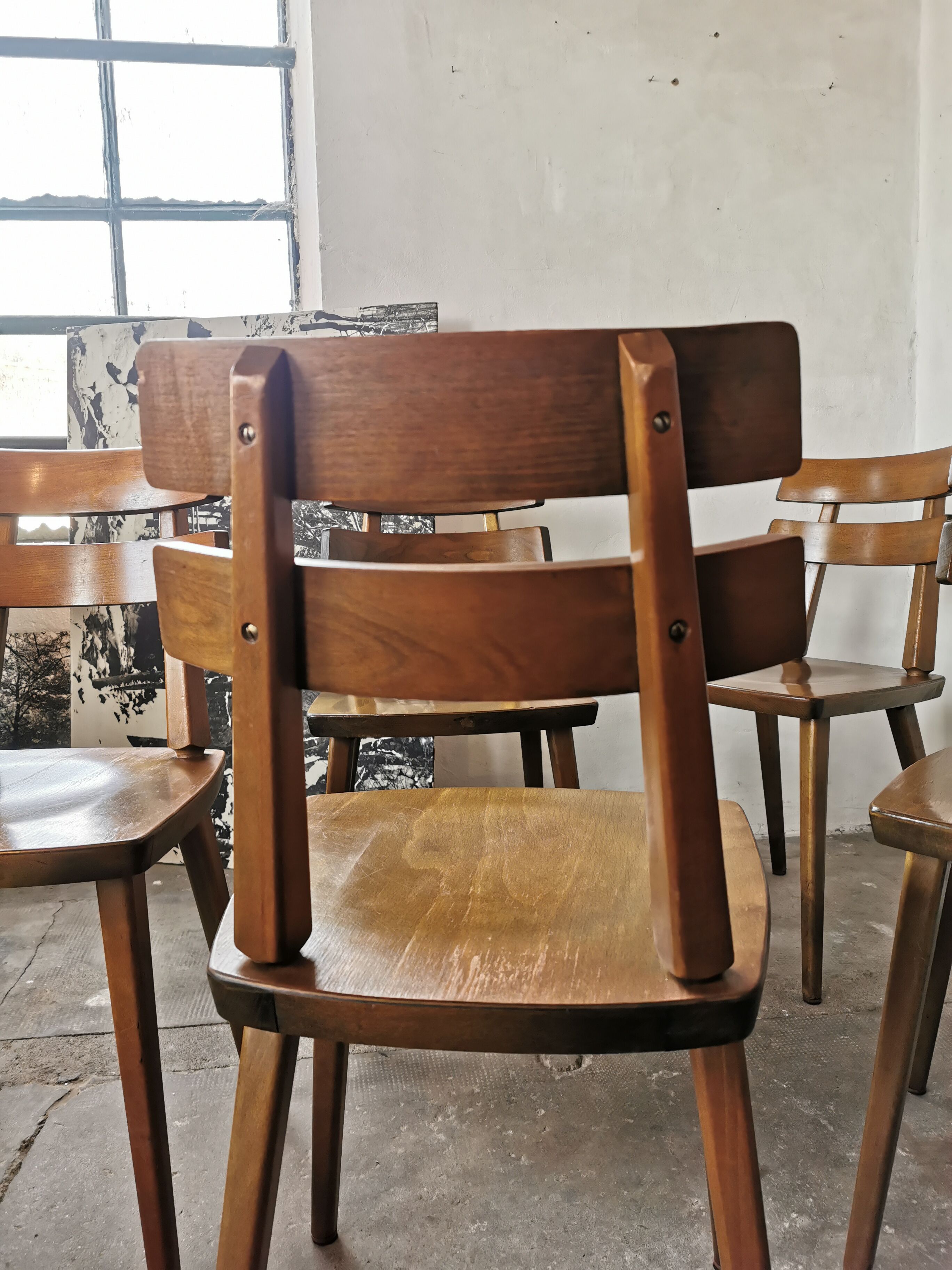 Set de 6 chaises tout bois 1960