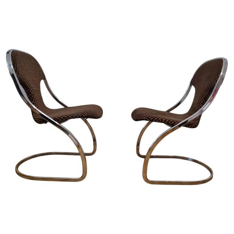 Paire de chaises rares des années 60 dans le style de Gastone Rinaldi, Italie, années 1970.