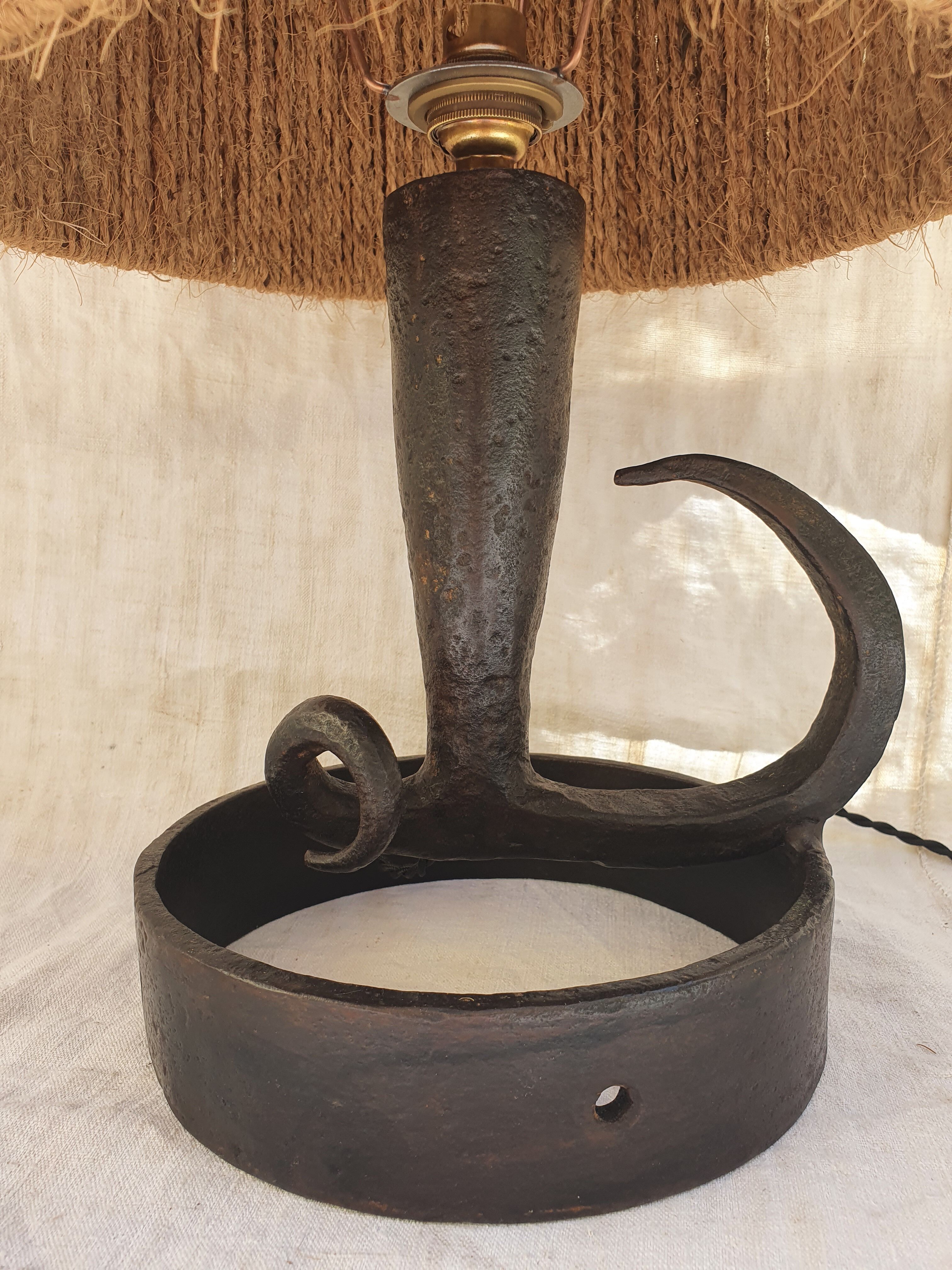 Wrought iron lamp folk art