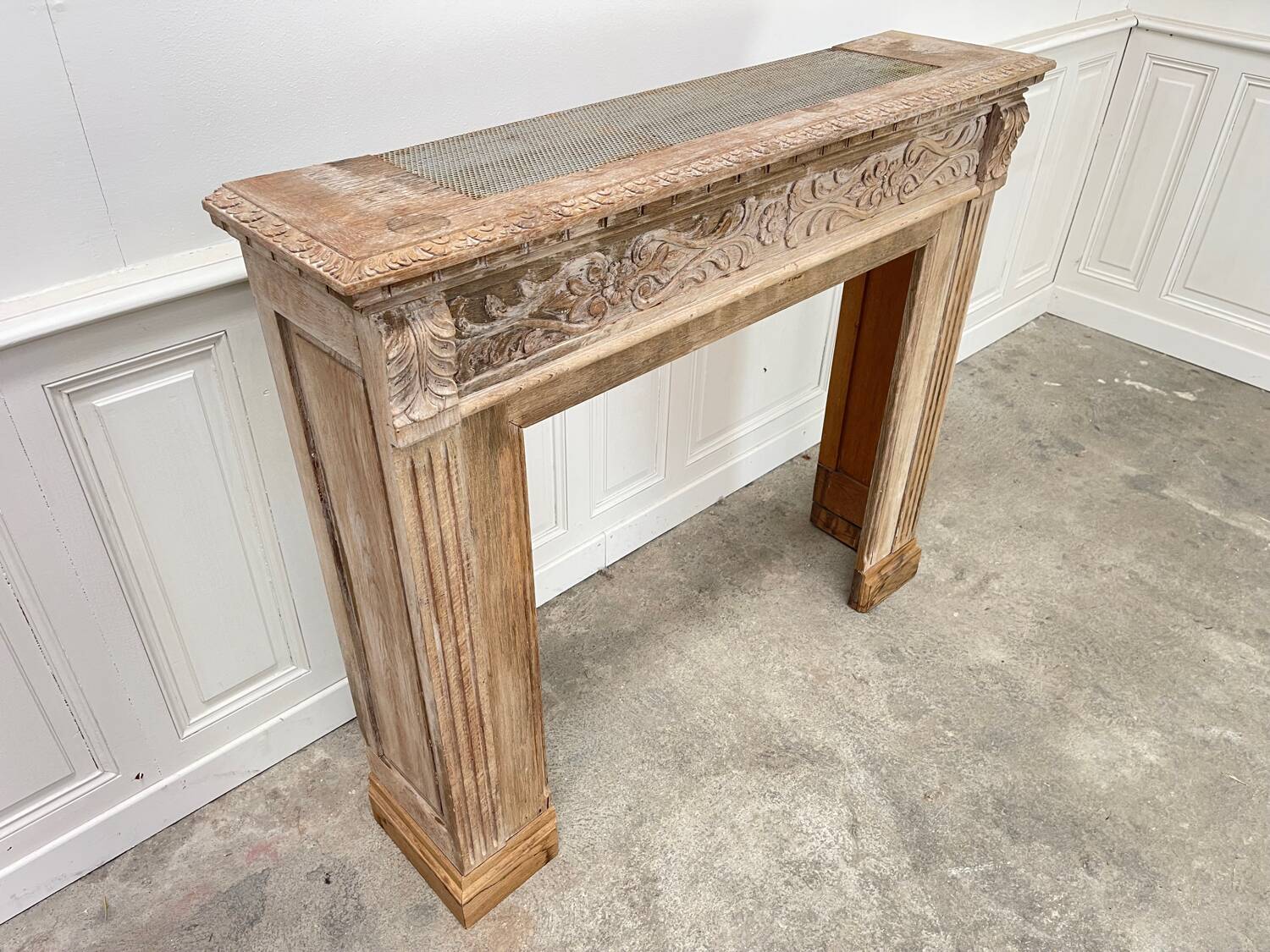 Old solid oak fireplace mantle from the late 19th century