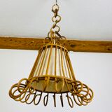 Vintage rattan pendant lamp 60s