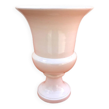 Vase sur piédouche en céramique blanche émaillée