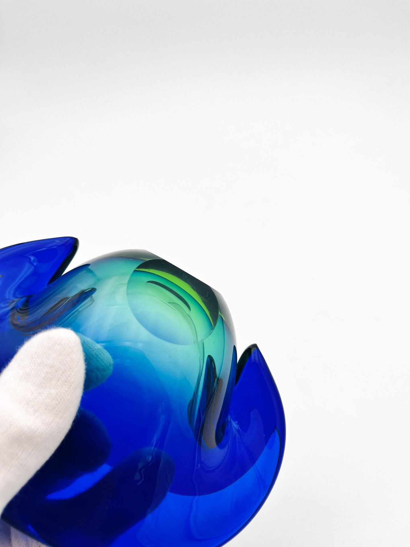 Murano Ashtray Flavio Poli Sommerso Blue Green Design 50s