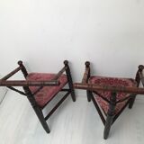 Pair of antique English triangular armchairs 1900s