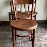 Set de 4 chaises bistrot Fischel en bois courbé chapeau de gendarme 1920