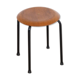 Tabouret vintage en teck et métal 1960