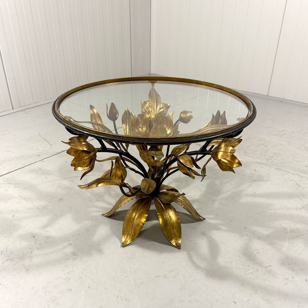 Hans Kögl gilded metal and glass coffee / side table