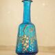 Legras blue enamelled glass carafe with wisteria decoration