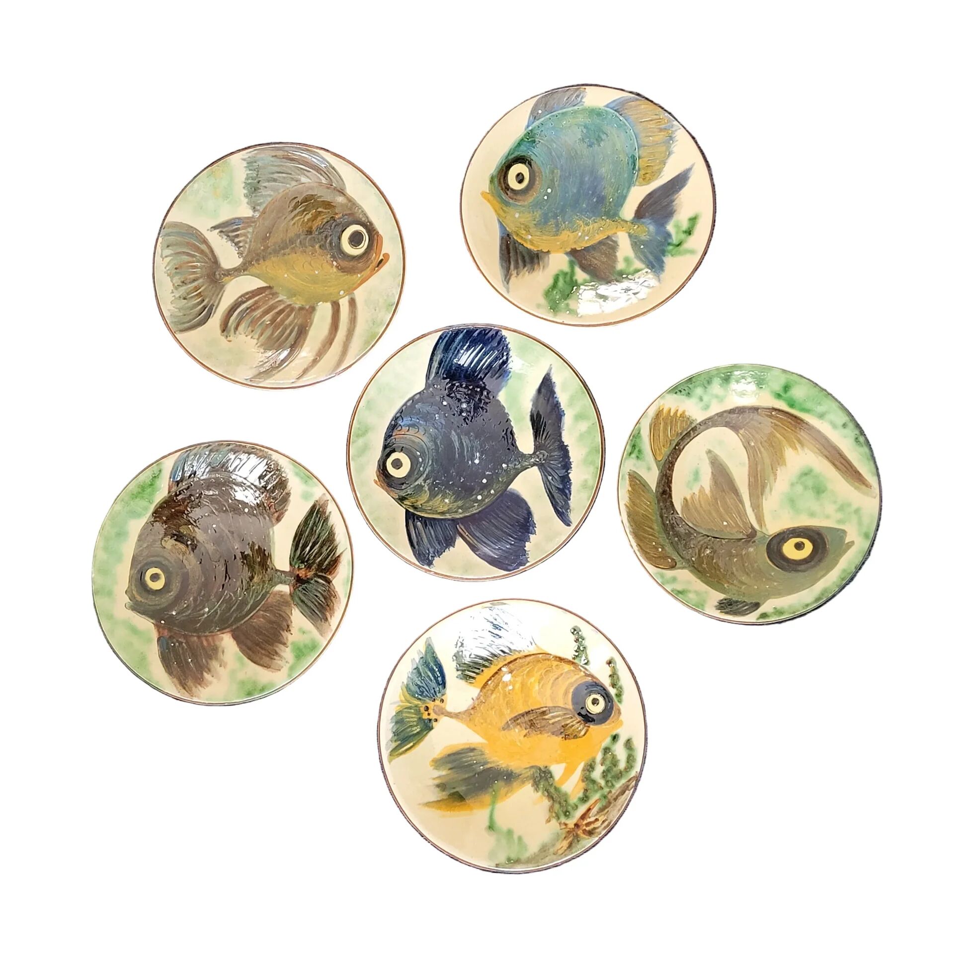 Série de 6 assiettes Puigdemont motifs poissons