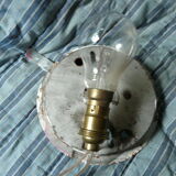 Ceiling lamp in opaline half-moon 1950 diameter: 20cm.