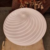 Large globe white swirl table wall or ceiling lamp in Murano glass italian vintage home decor MCM Midcentury modern flush mount sconce light