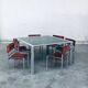 Mid-Century Smoked Glass & Chromed Steel Square Dining Table attributed to Sergio Mazza for Cinova, Italy, 1970s