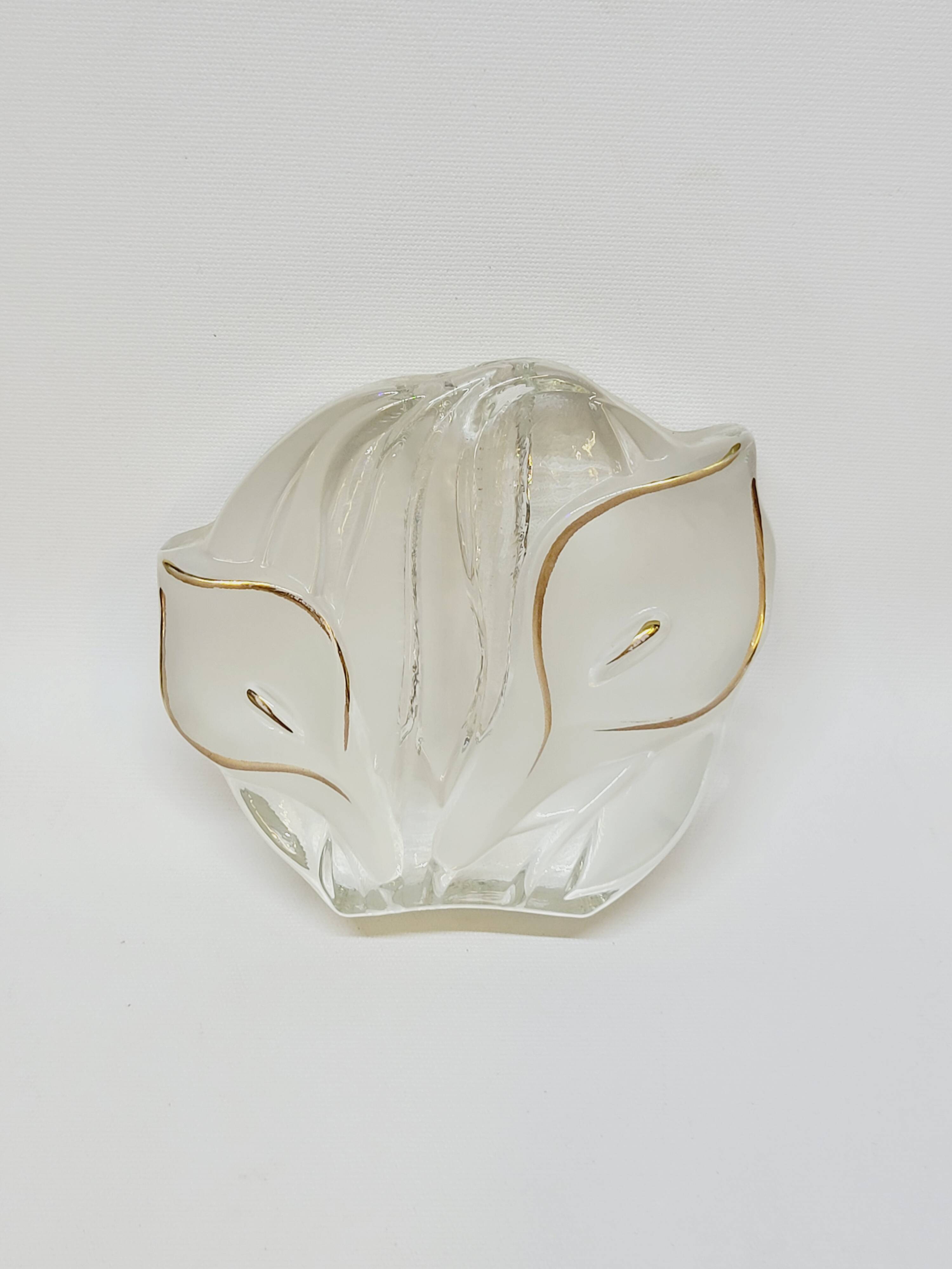 Vintage Walther Glas Germany Glass Soliflore Vase with Lily Decor