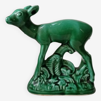 Saint Clément green ceramic fawn