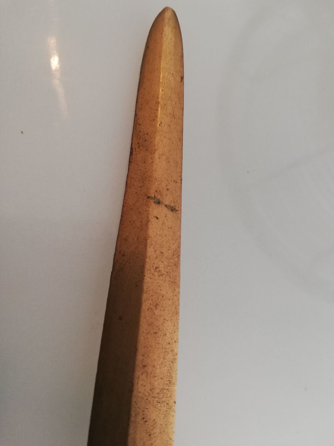 Sword-shaped letter opener paper cutter with turned wooden handle