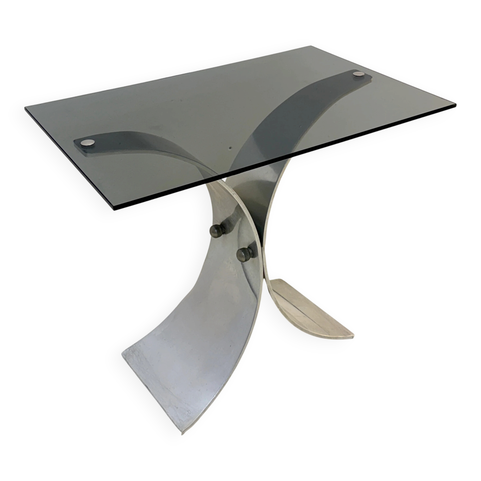 Space age side table in brushed steel, 1970s
