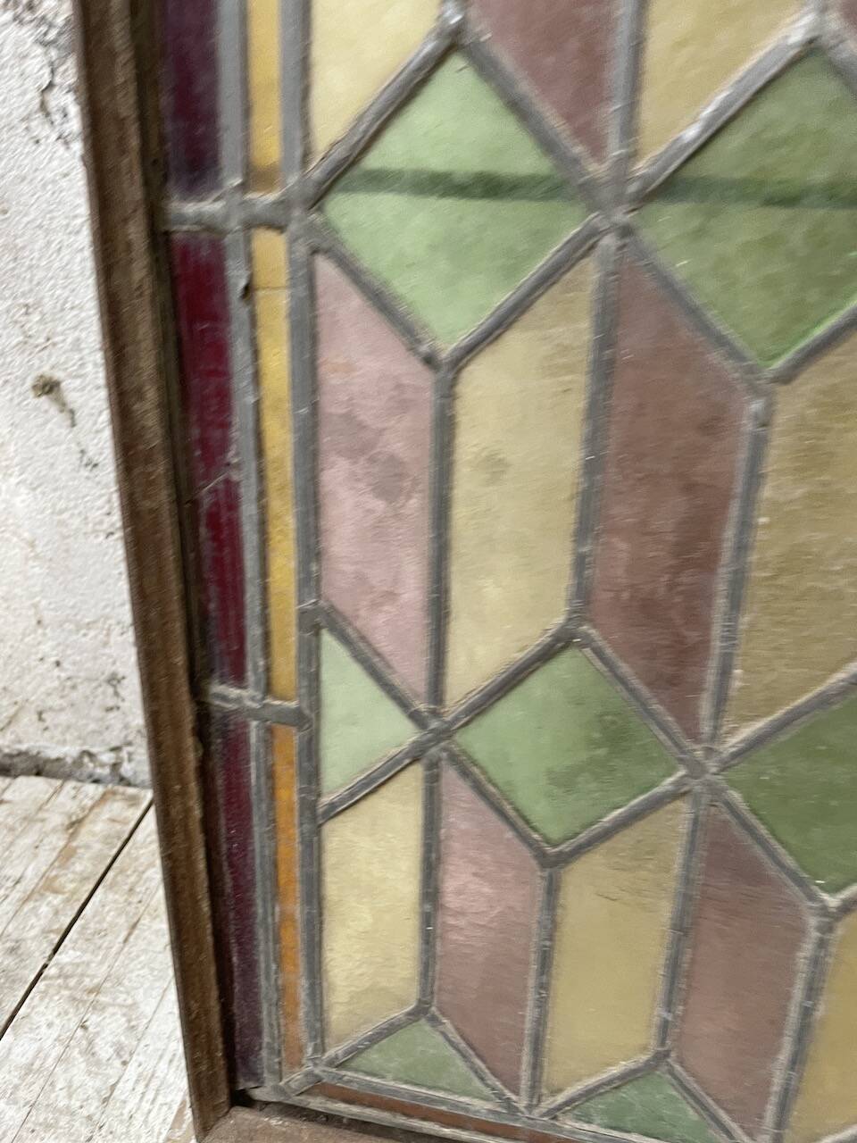 Old stained glass window in metal and glass 1900