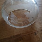 Suspension TULIPE of LAMP XIXth CRYSTAL Blown decorated with engraved vine leaves and grapes