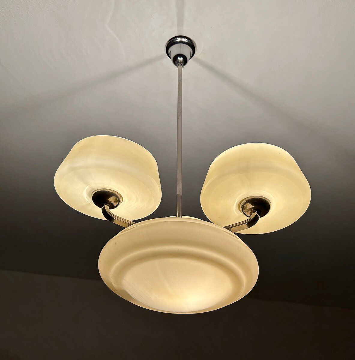 Large Art Deco pendant light in glass, 1930s