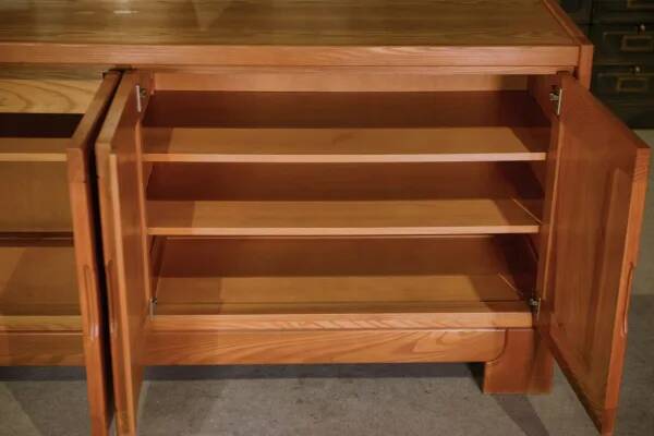 Elm wood sideboard in the style of Maison Regain, 1960s