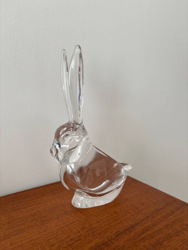 Vide-poche lapin en cristal de Vannes – figurine vintage en cristal –