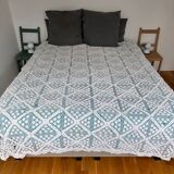 Large vintage handmade crochet bedspread