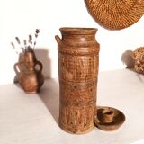 Vase bougeoir en grès signé