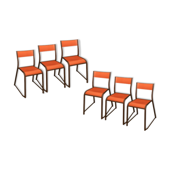 Set six vintage school chairs