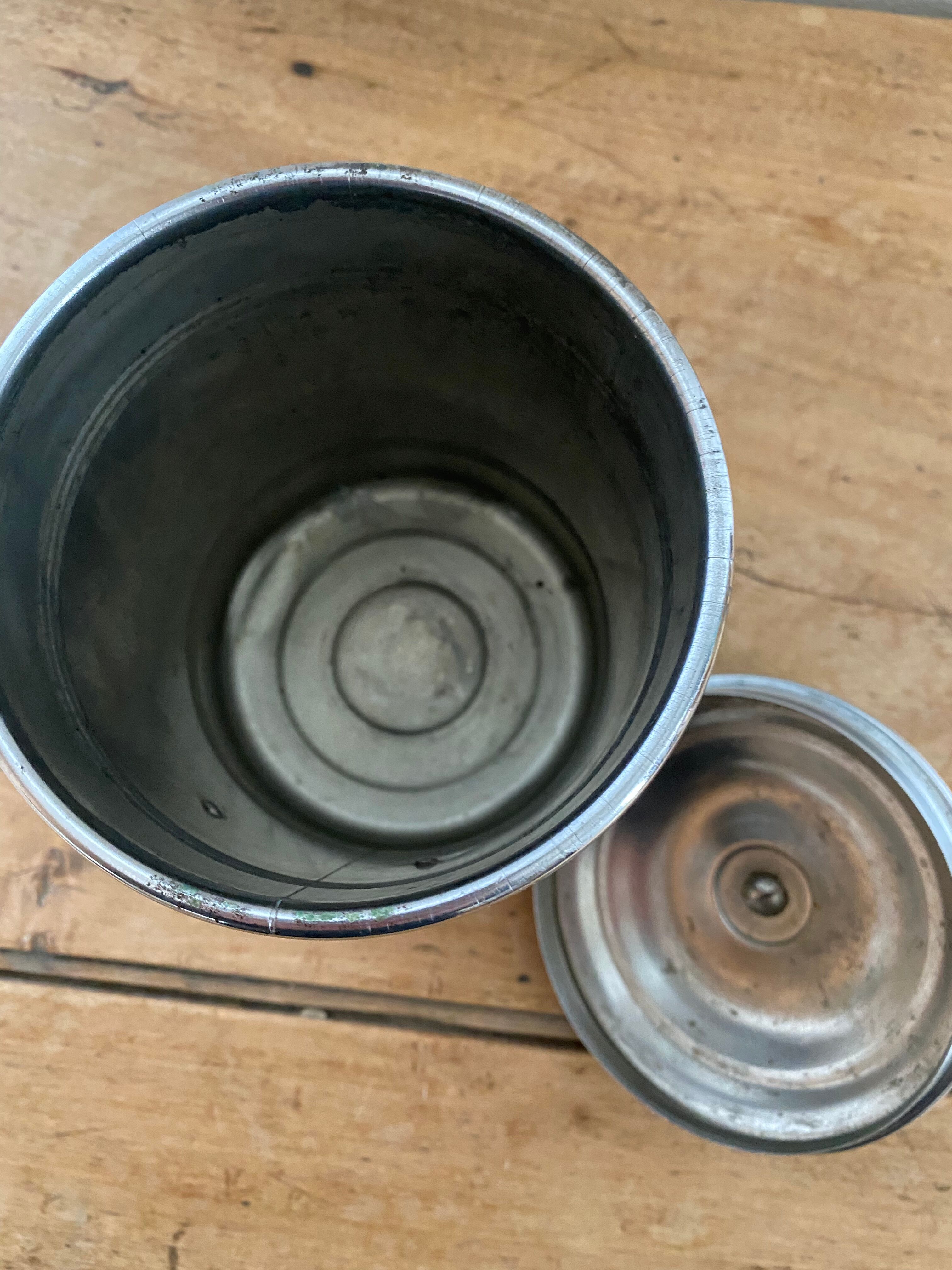 Set of two chrome-plated copper coffee/sugar jars stamped