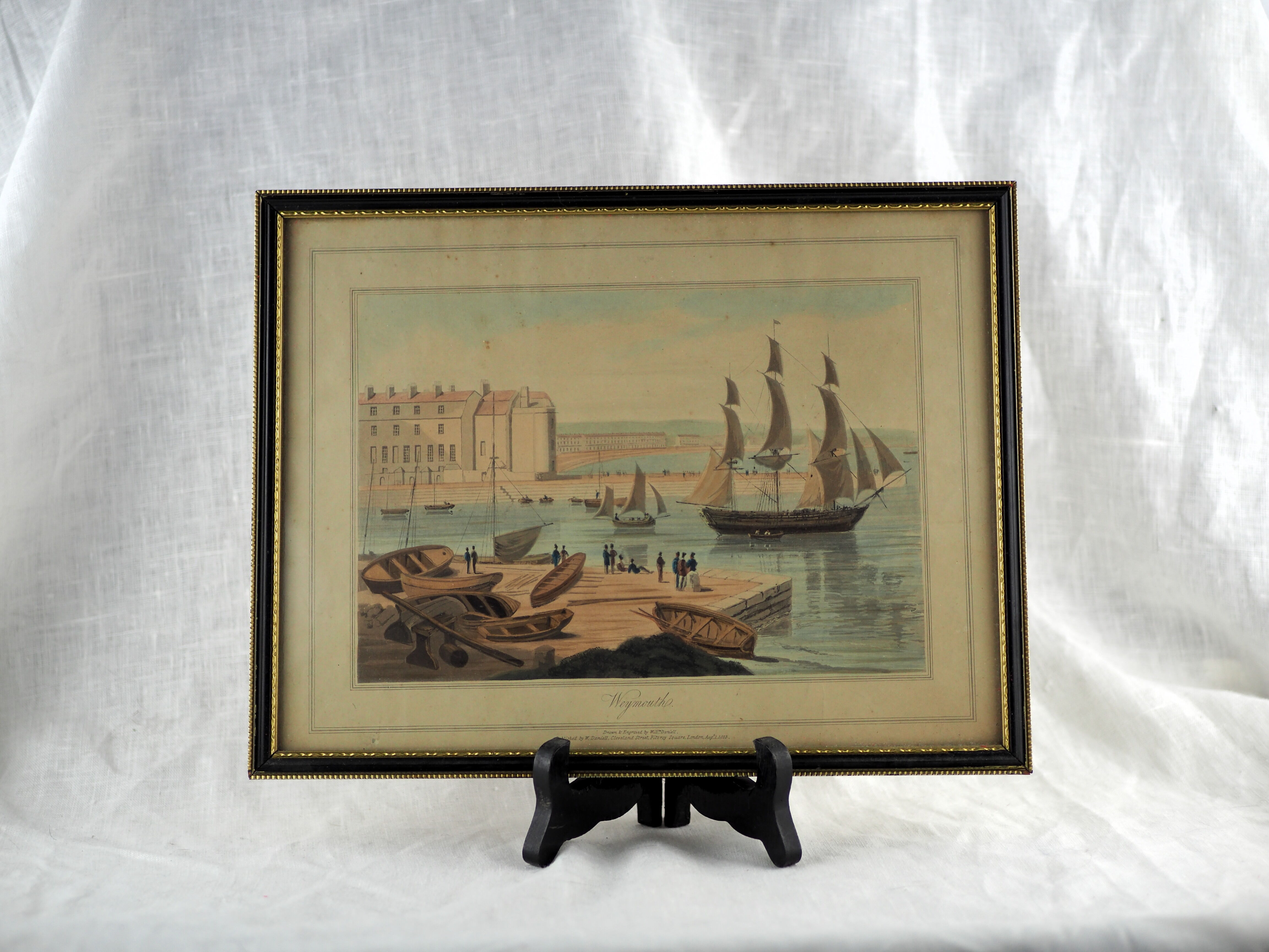 Lithograph seen from Weymouth Harbour - William Daniell - 19th century