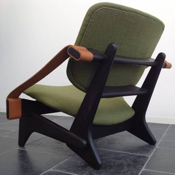Chaise basse Jumbo 174 verte par Olof Ottelin, 1950s