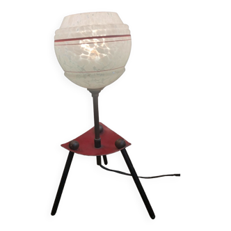 Lampe années 1960 avec opaline