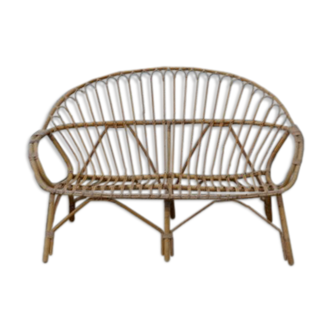 Vintage rattan bench