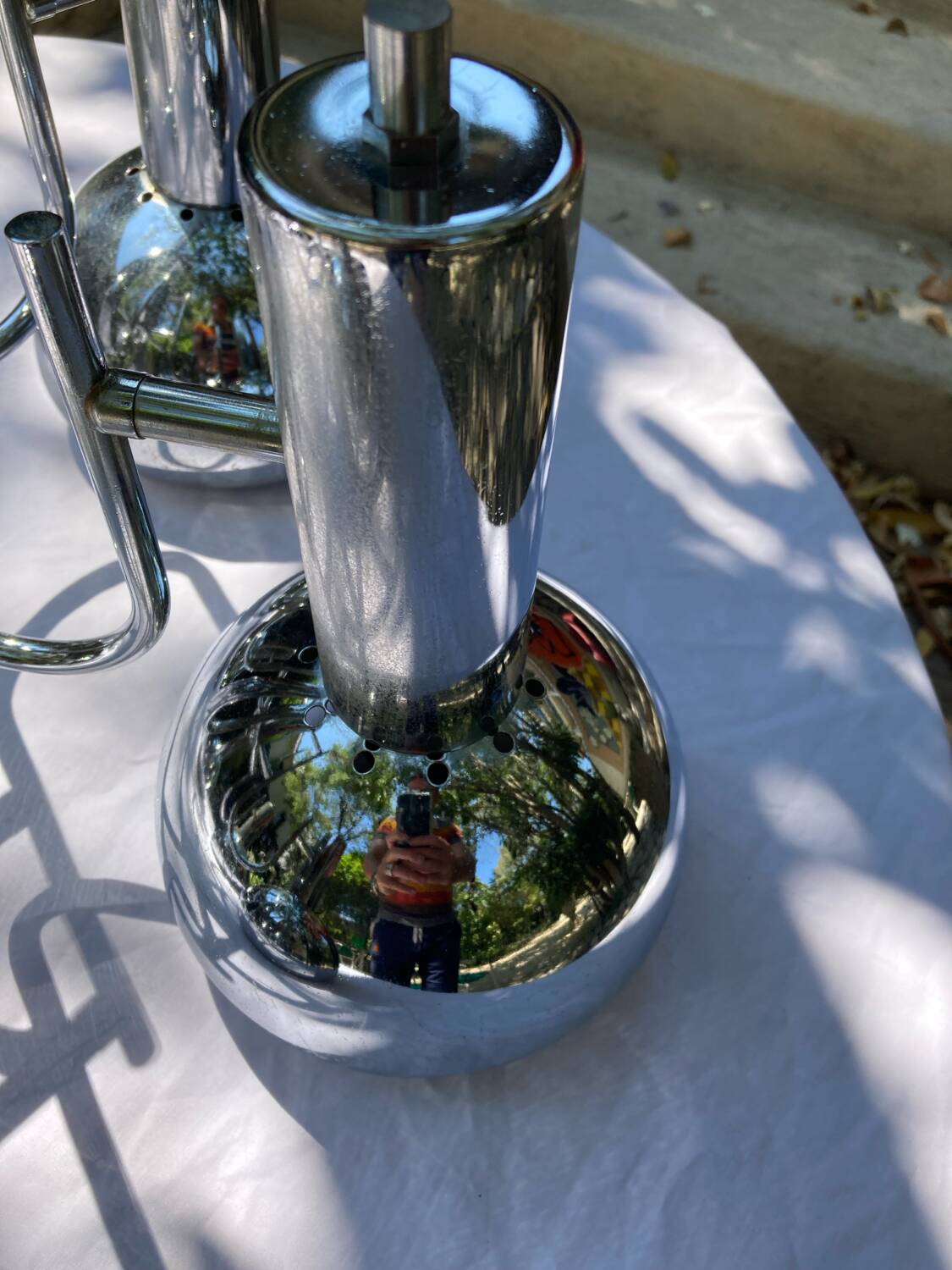 6-lamp vintage 70'S chrome pendant light