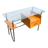 Bureau moderniste – Azzano Frères – dlg Jacques Hitier – Chêne, verre et fe