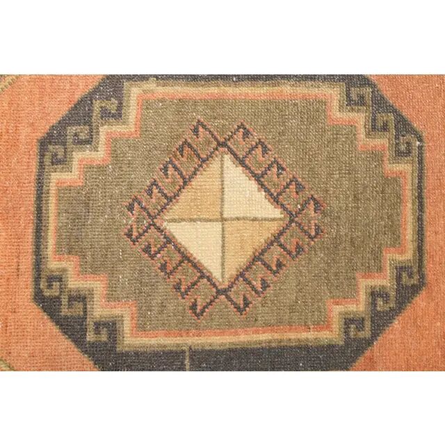 Vintage Turkish Oushak Handmade Wool Cotton Orange Runner 101x295